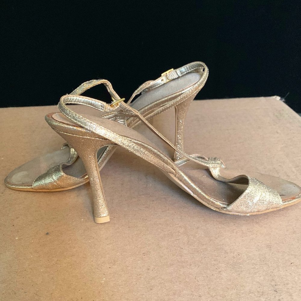 Nine West gold glitter heels